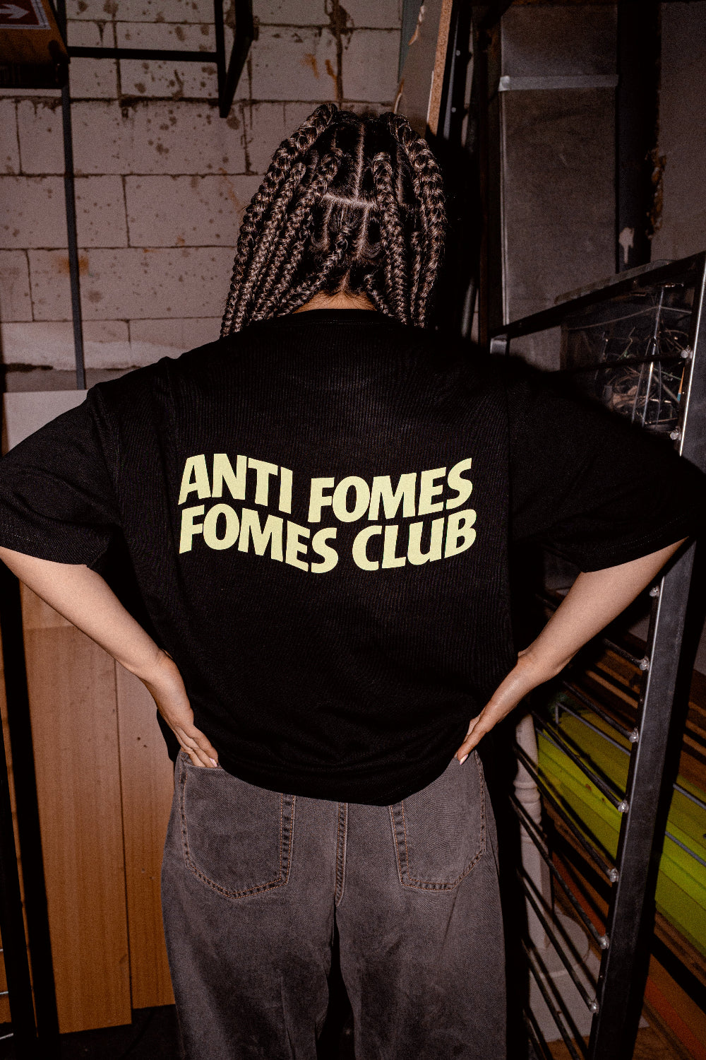 Polera Anti Fome Negro + Verde Limón